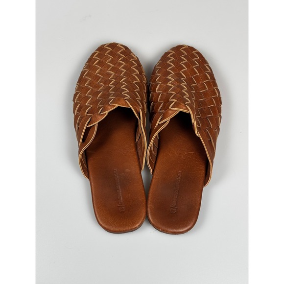 Handwoven Leather Mules Tan Brown Slip On Loafers Shoes Made in Bali - Picture 2 of 6